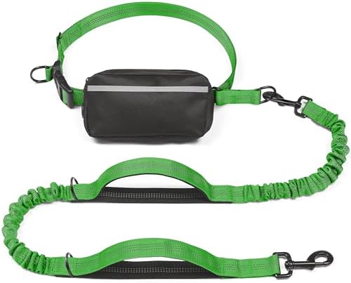 iYoShop Hands Free Dog Leash with Zipper Pouch, Large, 25-120 lbs, Emerald by iYoShop