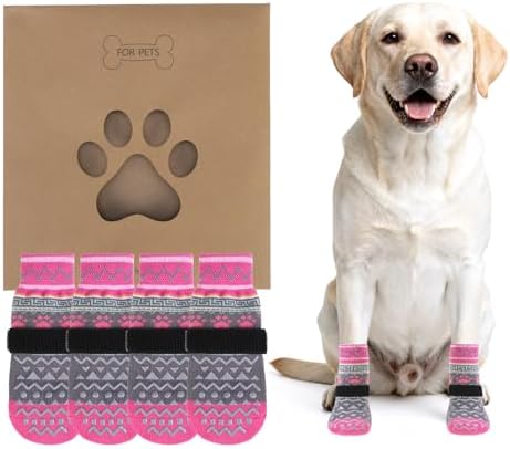 KOOLTAIL Dog Socks to Prevent Licking Paws for Hardwood Floors Anti Slip,Warm Winter Pet Boots&Paw Protector with Grippers,Double Sides Puppy Shoes Booties for Small Medium Large Senior Dogs S by KOOLTAIL