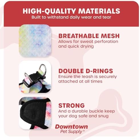 Downtown Pet Supply Step-in Dog Harness – No Pull, Adjustable Padded Mesh with Reflective Trim, Secure Buckle Strap – Comfortable & Breathable Small Dog Harness, X-Large, Tie Die - Image 4
