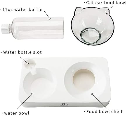 Marchul Tilted Cat Food Bowl with Feeding Mat for Food and Water, Food Feeding Dishes for Raised Cats and Puppies - Image 5