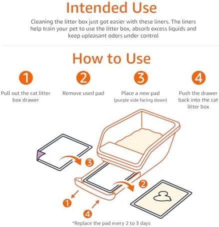 Amazon Basics Cat Pee Pads, Odor Control, Super Absorbent, Disposable, Universal Fit for Litter Box, Fresh Scent, Multi Cat, White/Purple, 80 Count - Image 4