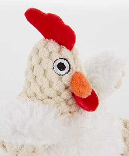 goDog Checkers Just For Me Fat Rooster Squeaky Plush Dog Toy, Chew Guard Technology - White, Mini - Image 3
