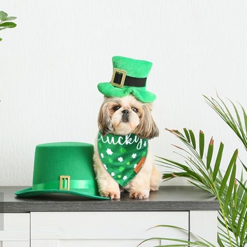 2 Pieces St. Patrick's Day Dog Bandanas, Double-Sided Reversible Triangle Scarf, Green Shamrock and 'Lucky' Design, Festive Irish Pet Costume Accessories for Dogs and Cats (X-Small) - Image 5