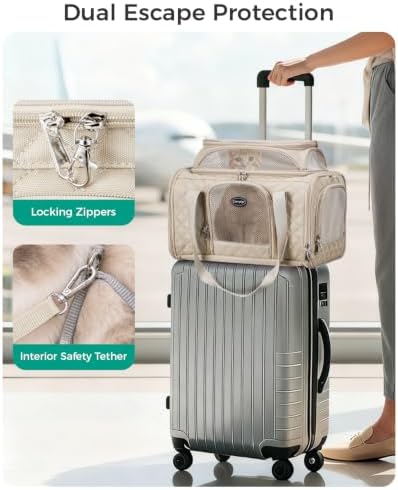 Airline Approved Cat Carrier with Expandable Top, 17x11x9.5in, Ivory White‌ - Image 6