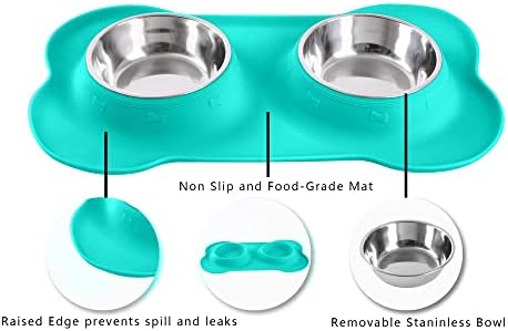 Hubulk Pet Dog Bowls 2 Stainless Steel Dog Bowl with No Spill Non-Skid Silicone Mat + Pet Food Scoop Water and Food Feeder Bowls for Feeding Small Medium Large Dogs Cats Puppies (Small, Mint Green) - Image 3