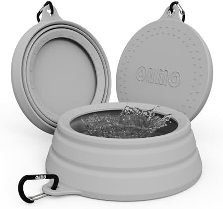 OHMO Spill Proof Collapsible Dog Bowl, 34oz Portable Dog Water Bowl by OHMO