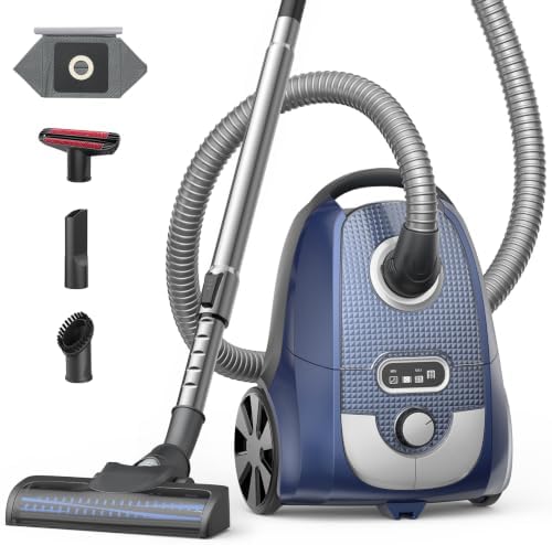 Aspiron Canister Vacuum,1700W/45KPA Bagged Vacuum Cleaner,Easy to Push by aspiron