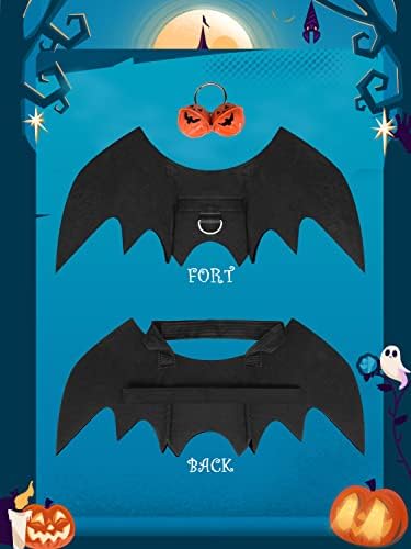 Halloween Dog Bat Wings Costume, Pet Halloween Cosplay Party Dress Up Clothes with Pumpkin Bells for Dogs and Cats - Image 4