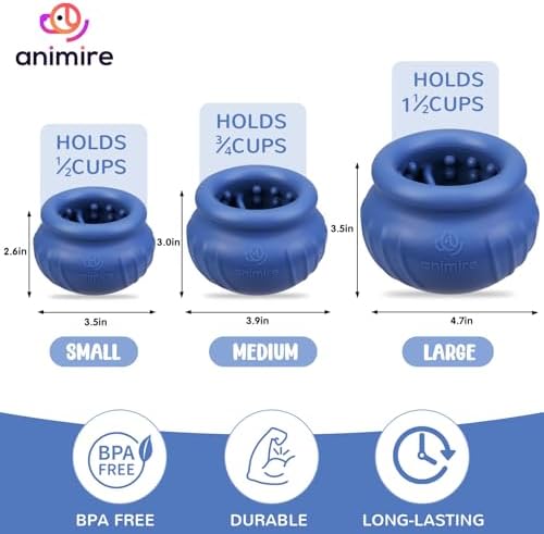 Wobbly Dog Enrichment Lick Toy, Stuffable Frozen Lick Bowl to Keep Dogs Busy, Long-Lasting Interactive Treat Dispensing Dog Toy, Silicone Fetch Catch Chew Toy(Dark Blue,M) - Image 6