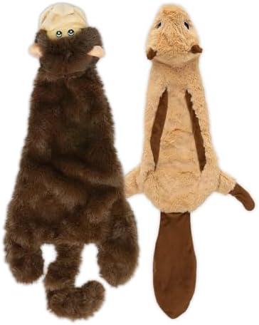 Best Pet Supplies 2-in-1 Stuffless Squeaky Dog Toy - Monkey,&Squirrel, M by BestPetSuppliesLLC