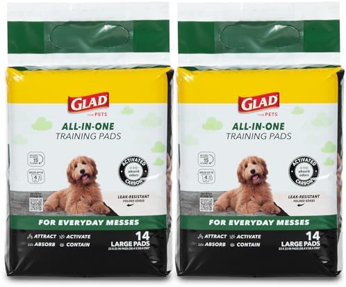 Glad for Pets Activated Carbon Disposable Dog Training Pads, 14 Count, 2-Pk by GladTrashFoodStorage