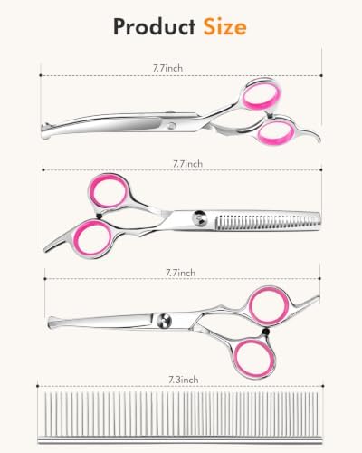 Dog Grooming Scissors Set, Professional Pet Grooming Shears, Pink - Image 2