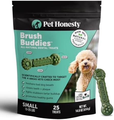 Pet Honesty Brush Buddies Vet Backed Dog Dental Chews, 25 Count by PetHonesty