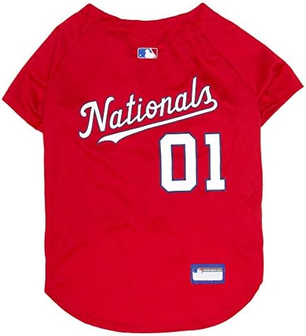 Official MLB Washington Nationals Pet Jersey for Dogs & Cats, Size Large - Stylish Baseball Jersey for Your Furry Fan- Show Off Team Spirit with The Perfect Fan Apparel Gear for Pet, Dog & Cat by PETSFIRST