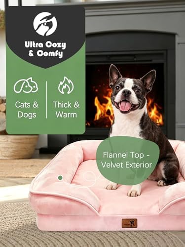 Spotted Play Orthopedic Dog Bed with Sides - Sofa Beds for Small Dogs, Supportive Foam Pet Couch Bed with Washable Removable Cover, Waterproof Lining and Non-Slip Bottom, Pink - S - Image 2