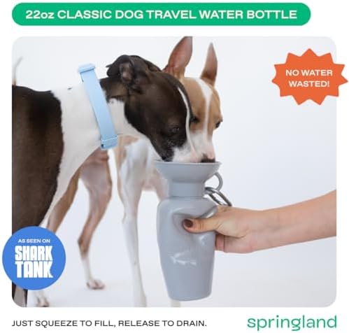 Springland 22oz Classic Portable Dog Water Bottle with Built-in Bowl, Gray - Image 2