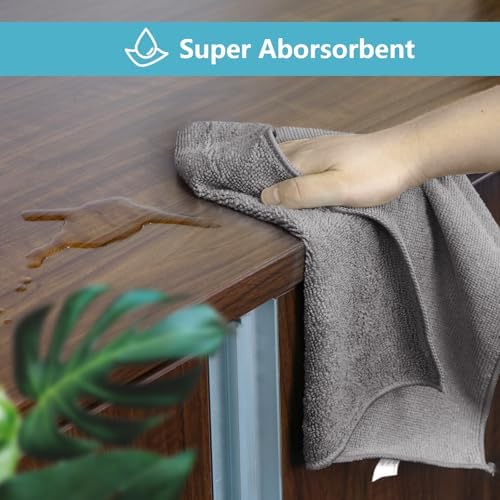 HOMEXCEL Grey Cleaning Rags 5 Pack, Highly Absorbent Microfiber Cleaning Cloth for Kitchen, Lint Free, Scratch-Free, Reusable Microfiber Towels for House, Window and Glass, Cars, 11.5 X11.5 inch - Image 4