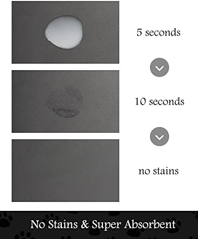 PADOOR Pet Feeding Mat-Absorbent Dog Mat for Food and Water Bowl-No Stains Quick Dry Water Dispenser Mat-Dog Accessories Pet Supplies-Bowl for Messy Drinkers（Darkgrey,17"x28"） - Image 2
