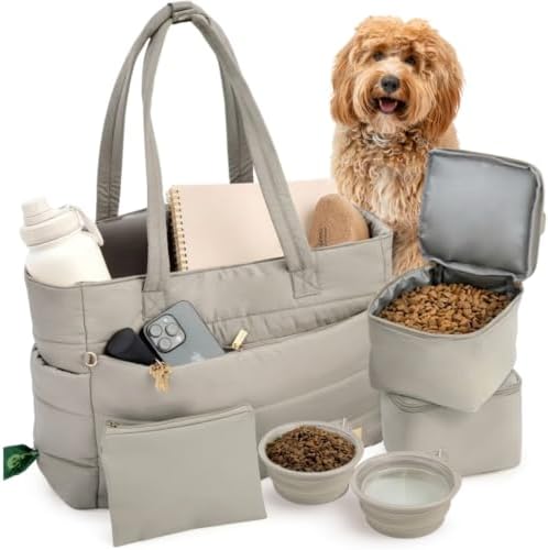 Rubyloo Puffer Dog Travel Bag for Dog Moms, Diaper Bag with Travel Bowls by Rubyloo