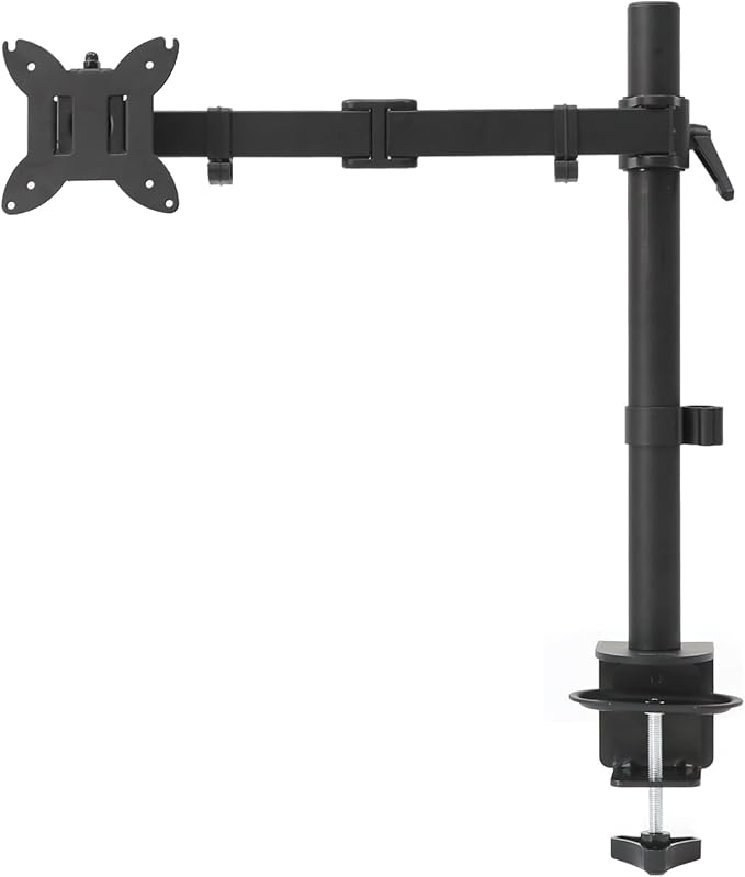 Amazon Basics Adjustable Single Monitor Arm Desk Mount, Holds up to 32" (38” Ultrawide) and 22 lbs, Adjustable Tension, VESA 75x75/100x100, Black by AmazonBasics
