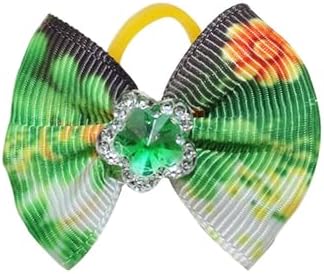 20Pcs/10 Pairs St. Patrick's Shamrock Yorkie Dog Puppy Hair Bows with Rubber Bands Hair Accessories Bow Pet Grooming Cute Irish Holiday Pet Small Hair Bowknot (St. Patrick's Day) - Image 6