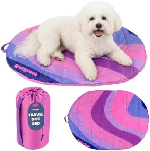 Travel Dog Bed, 30x22in, Foldable & Packable with Carry Bag, Pink by Rubyloo
