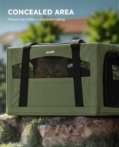 Pecute Cat Carrier Stable, Pet Carrier with Privacy Partition,Green - Image 5
