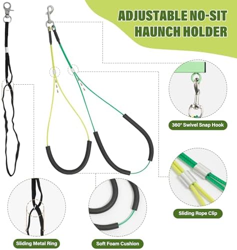 getlstub Dog Grooming Arm with Pet Grooming Hammock, 35" Pet Grooming Table Arm with Adjustable No Sit Haunch Holders, Dog Grooming Stand with Loop Noose for Small and Medium Pets, Green - Image 2