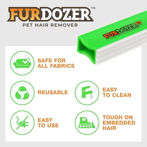 FurDozer Pet Hair Remover & Auto Detailing Tools - Cat & Dog Hair Remover for Carpets, Car Interiors, Couches, Bedding, & Pet Furniture (Green, X3 PRO - 5" Long) - Image 6