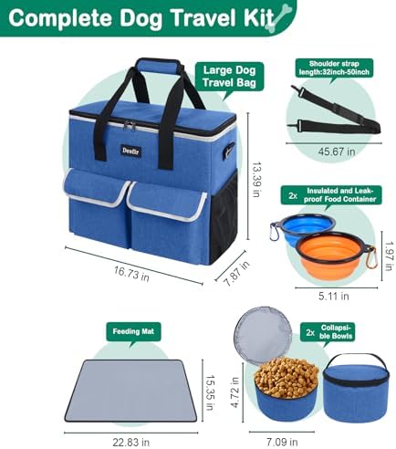 Dog Travel Bag - Dog Travel Kit for a Weekend Away Set Includes Pet Travel Bag Organizer for Accessories, 2 Collapsible Bowls, 2 Travel Food Container - Image 2
