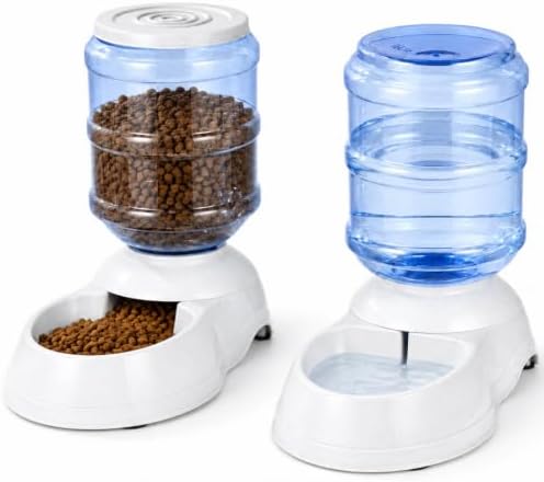 Automatic Dog Feeder and Water Dispenser Set for Large Dogs, 3 Gallon Gravity Dog Cat Food and Water Dispenser Set with Pet Food Bowl,Large Pet Food Water Dispenser Station by LeptzoaPetProducts