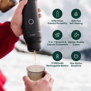 OutIn Nano Portable Electric Espresso Machine, Travel Coffee Maker | Self-Heating USB-C Car Coffee Maker for Ground Coffee & NS Capsules, Ideal for Camping, RV, Hiking and Office, Pearl White - Image 3