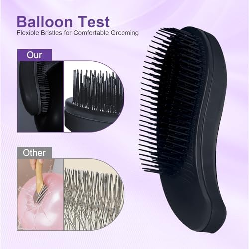 Small Dog Brush, Skin-friendly Soft Bristles (Black) - Image 3