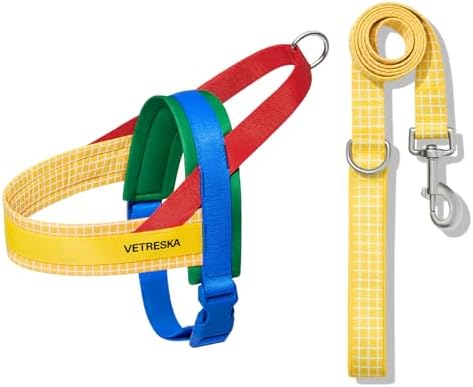 VETRESKA MoMA Dog Harness and Leash Set, Easy Walk Dog Harness (Yellow, L) by VETRESKA
