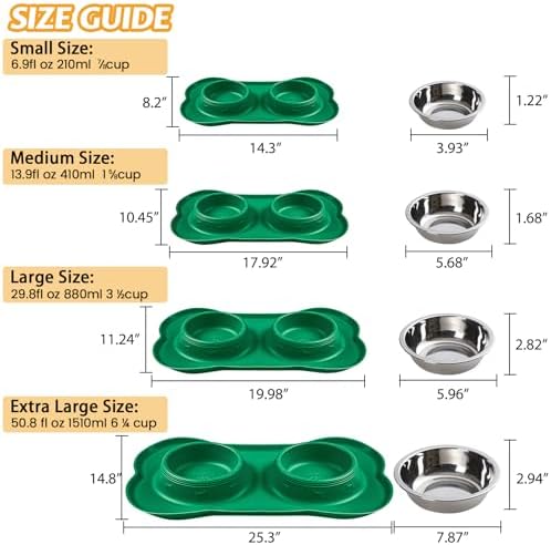 Hubulk Pet Dog Bowls 2 Stainless Steel Dog Bowl with No Spill Non-Skid Silicone Mat + Pet Food Scoop Water and Food Feeder Bowls for Feeding Small Medium Large Dogs Cats Puppies (Small, Hunter Green) - Image 4