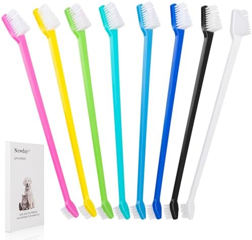 Newday Dog Toothbrush Set of 8 - Dual Headed, Dental Hygiene Convenient Soft Toothbrush to Clean pet Teeth, Dog Tooth Brushes for Small to Large Dogs, Cats, and Most Pets, Teeth Brush in Bulk by Newday