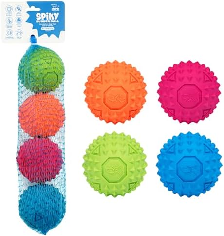 Best Pet Supplies Interactive Squeaky Dog Chew Toy, Ideal Dog Toys for Chewers, Small, Medium & Large Dogs, and Fetch Lovers - Fuchsia, Green, Blue, Orange, Medium 2.5" by BestPetSuppliesLLC