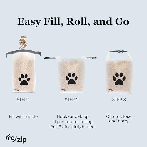 (re)zip Large Pet Food Travel Bag & Kibble Carrier, 40-Cup Roll Top Magenta - Image 4