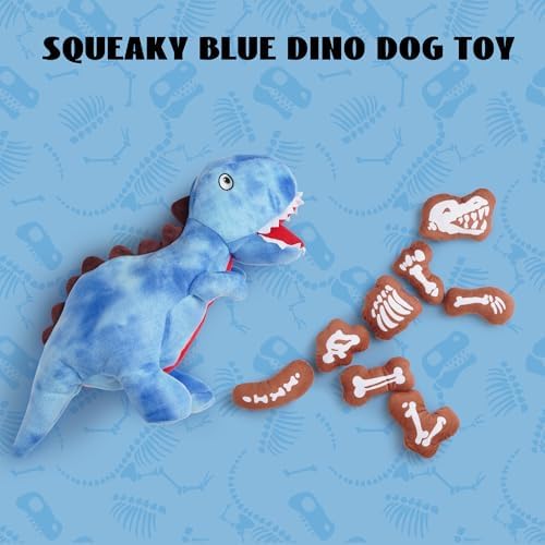 Nocciola Plush Dinosaur Dog Toys: Funny Squeaky Stuffed Dino Chew Toy for Small Medium Breed, Cognitive Enrichment Puzzle Mental Stimulation Training Pet Supplies to Keep Busy, 9 Packs - Image 4
