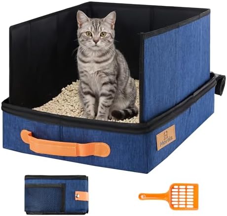 MORAIS Portable Travel Litter Box for Cats, 17.7"×13.5"×11" by Morais