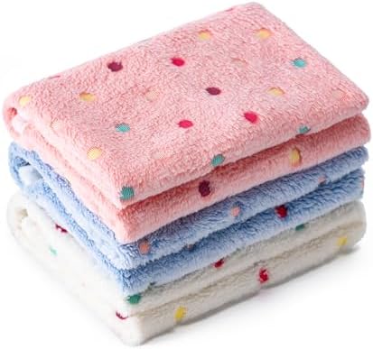 1 Pack 3 Blankets for Dog Puppy Cat (Small 23x16'', White, Pink, Blue) by CADONO