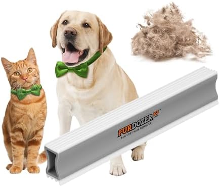FurDozer Pet Hair Remover & Auto Detailing Tools - Cat & Dog Hair Remover for Carpets, Car Interiors, Couches, Bedding, & Pet Furniture (Gray, X3 MEGA - 10" Long) by NeaterPetBrands