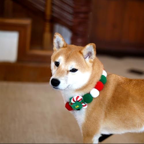 Elegant little tail Dog Christmas Costume 1PC Red Christmas Collar Soft Funny Pet Collars Headgear Adjustable Pom-Pom Headdress Cute Collar for Medium Dog Pet Party Accessories Costume - Image 6