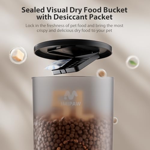 IMIPAW Automatic Cat Feeders, 5L Large Capacity, Timed Feeding Dry Food, Dual Power Design, Programmable Portion Size, 1-6 Meals Per Day, with Desiccant Packet, Suitable for Small Pets Food Dispenser - Image 6