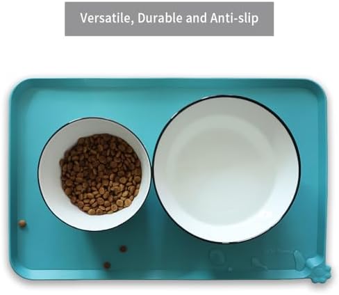 Hoki Found Silicone Pet Food Mats Tray - Non Slip Cat & Dog Bowl Mats - Waterproof & Pet-Friendly for Carpet - Glacier - Image 4