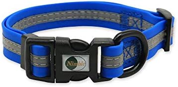 Nimble Reflective Waterproof Dog Collar Adjustable Odor Resistant Easy Clean Pet Collar for Small Medium Large Dogs Night Walking Outdoor Rainy Use (Small (9.45”-14.17”inches), Blue) by NIMBLE