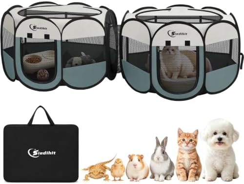Dog Cat Playpen 2-in-1 Indoor Outdoor for Puppy Pet Recovery After Surgery by Siedihit
