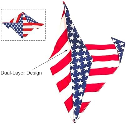 American Flag Dog Bandanas 2PCS-XLarge,4th of July Pet Scarf,Triangle Dual-Layer Design Patriotic Costume for Memorial Day & Independence Day,Red White & Blue Outfit for Boys and Girls Dogs - Image 4