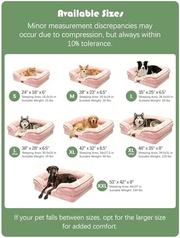 Spotted Play Orthopedic Dog Bed with Sides - Sofa Beds for Extra Large Dogs, Supportive Foam Pet Couch Bed with Washable Removable Cover, Waterproof Lining and Non-Slip Bottom, Pink - XXL - Image 7