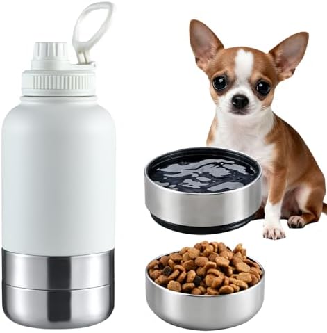 Cibaabo Insulated Dog Water Bottle 32oz Keep Water Cool with 2 Bowls by Cibaabo